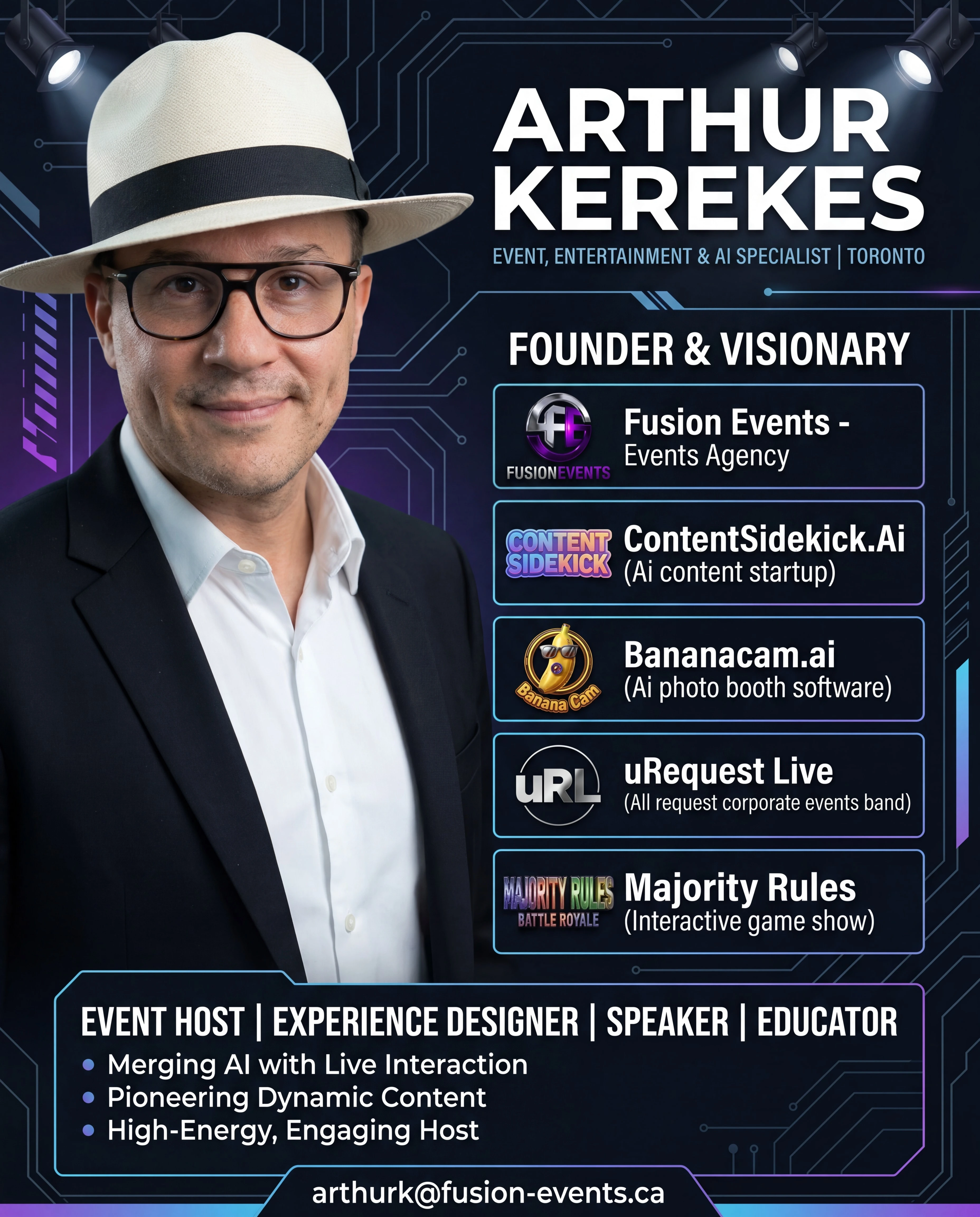 Arthur Kerekes — Founder of Fusion Events, Toronto event entertainment and AI specialist