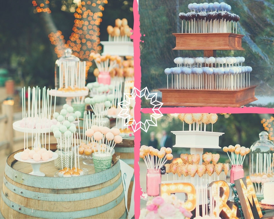 collage of cake pop stands